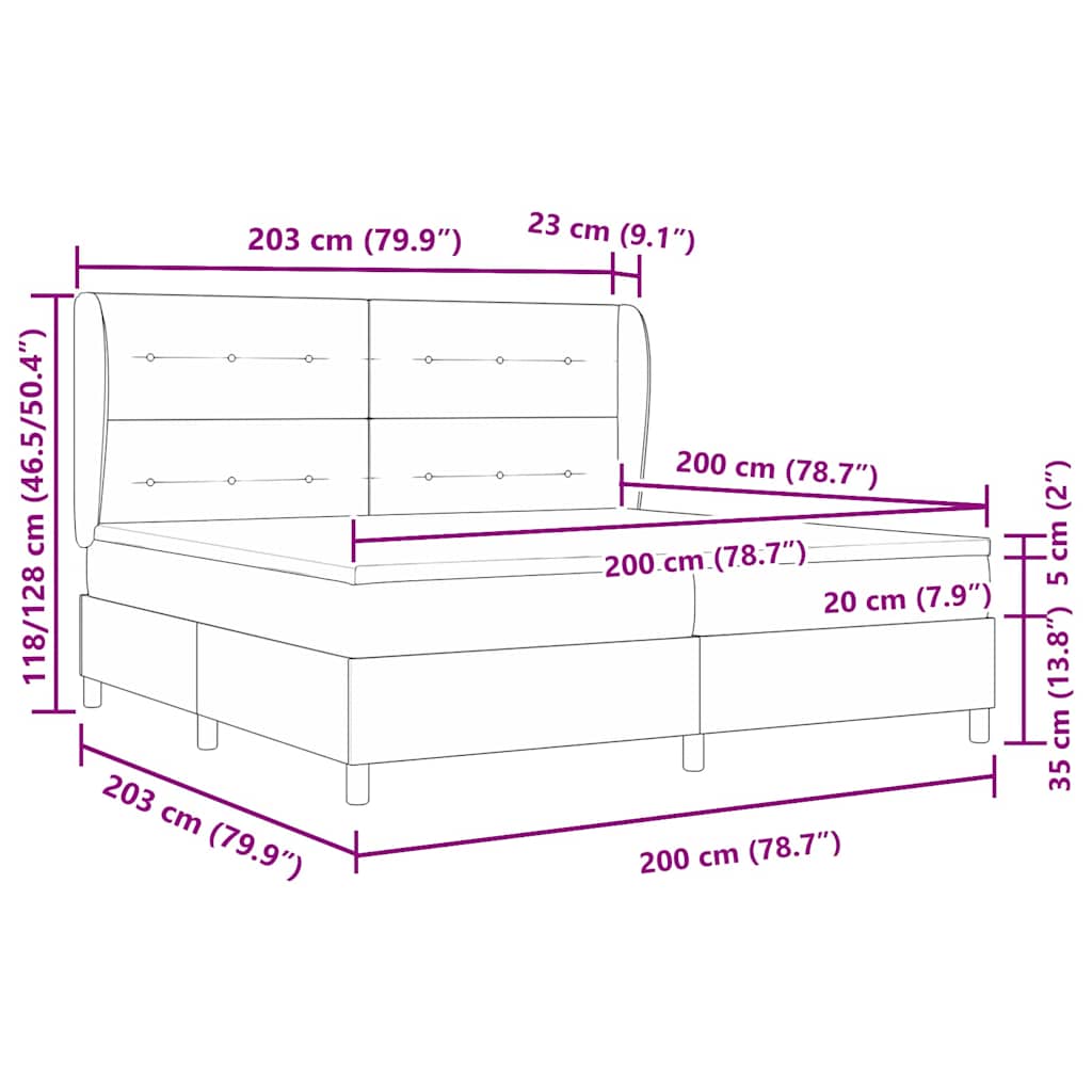 vidaXL Κρεβάτι με ελατήρια με κεφαλάρι Μπλε 200 x 200 cm ύφασμα