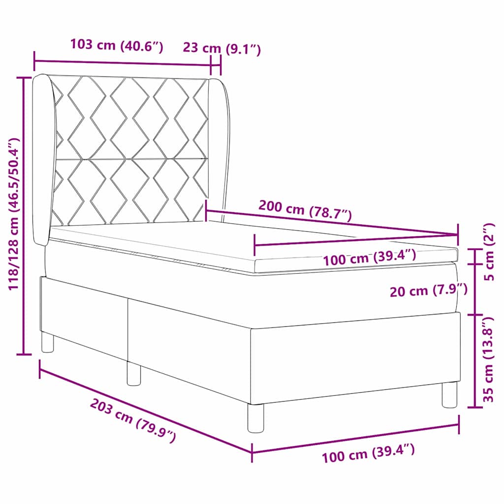 vidaXL Κρεβάτι με ελατήρια Ανοιχτό γκρι 100 x 200 cm ύφασμα