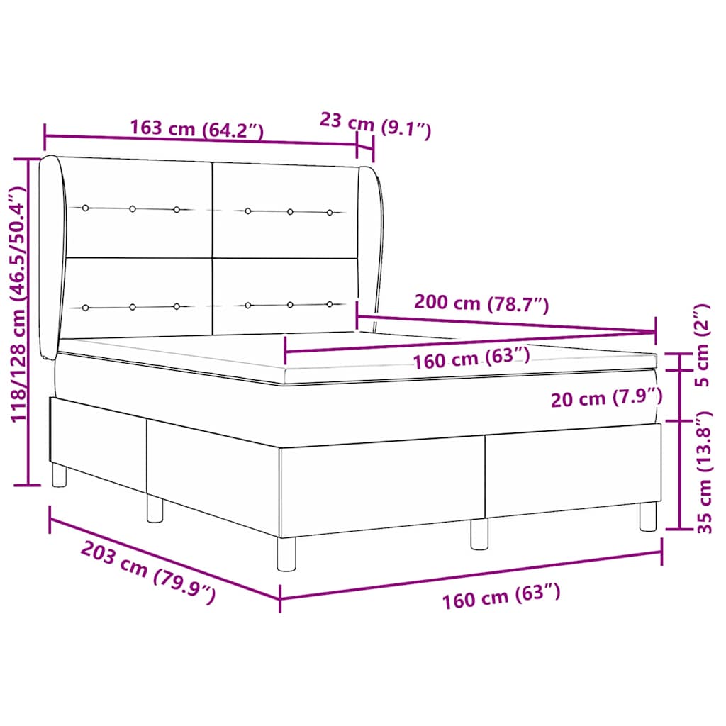 vidaXL Κρεβάτι με ελατήρια Σκούρο Μπλε 200 x 160 εκατοστά Βελούδο