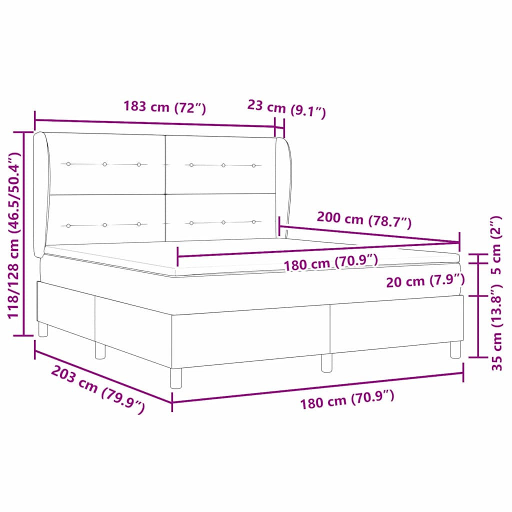 vidaXL Κρεβάτι με ελατήρια με κεφαλάρι Μαύρο 200 x 180 cm Βελούδο