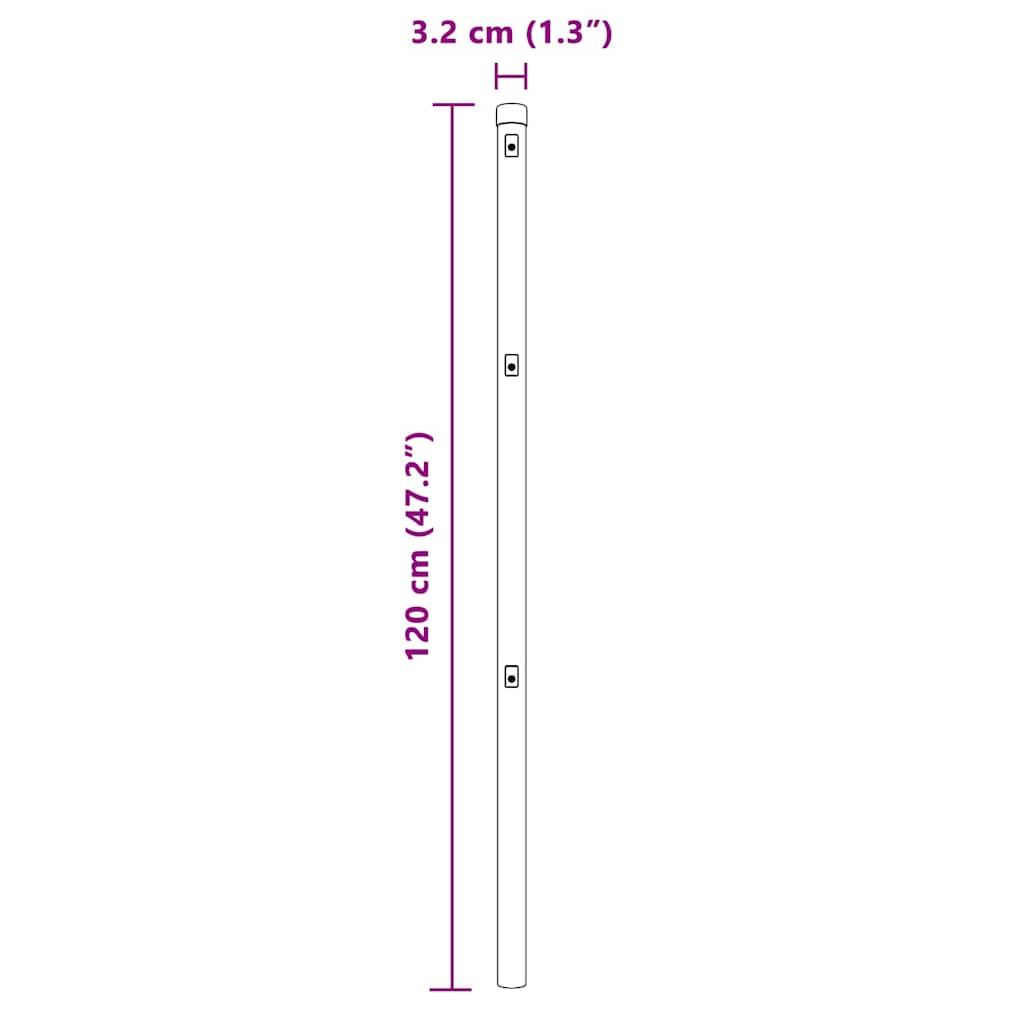 vidaXL Πό Posts 26 τεμάχια Πράσινο Ø32 mm 120 cm Γαλβανισμένο Ατσάλι