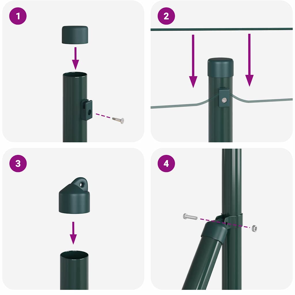 vidaXL Πόλοι φence με ακίδα 26 τεμ Ø32 mm 80 cm Γαλβανισμένο ατσάλι