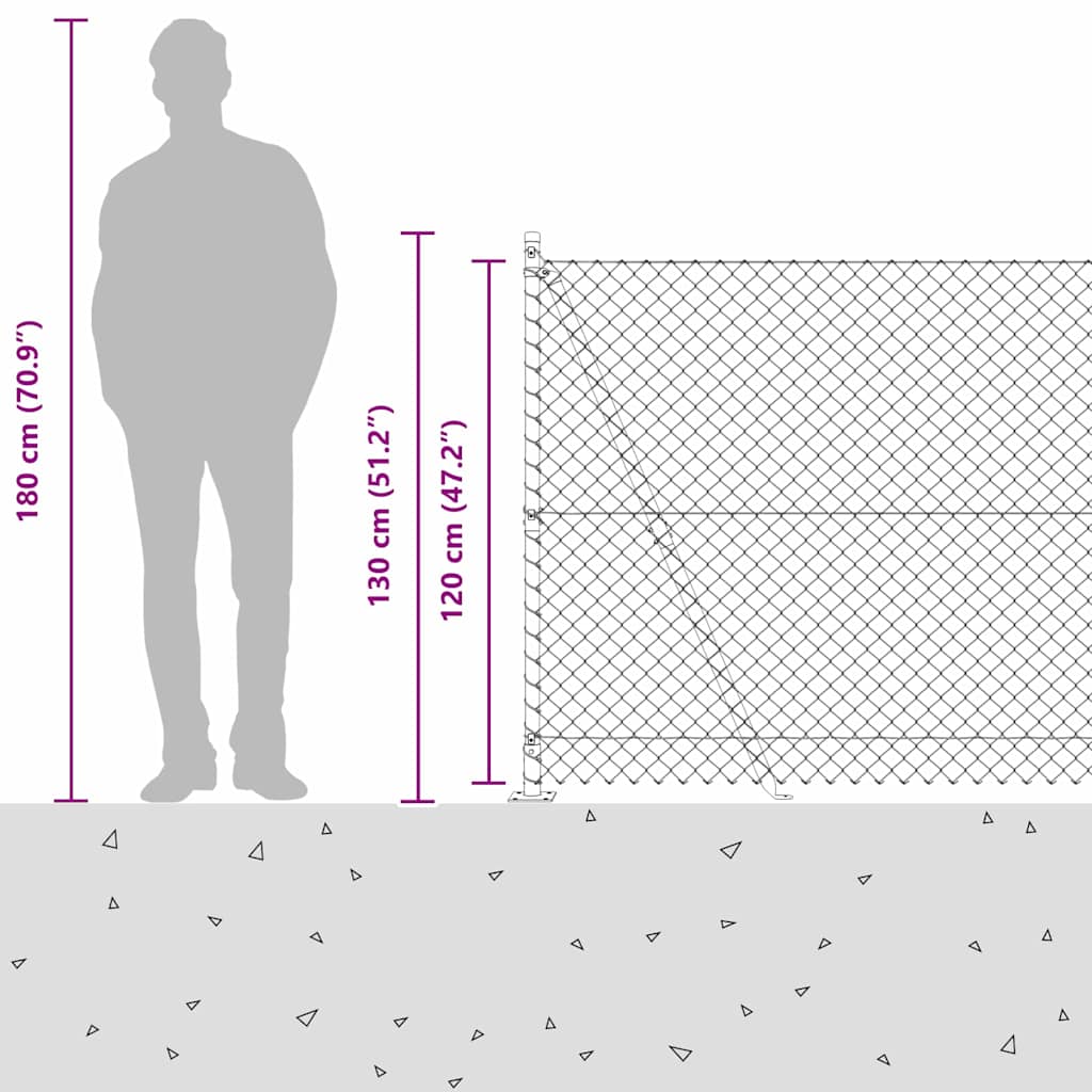 vidaXL Φράχτης από αλυσίδα με στήλες Πράσινο 1.2 x 10 m Ατσάλι