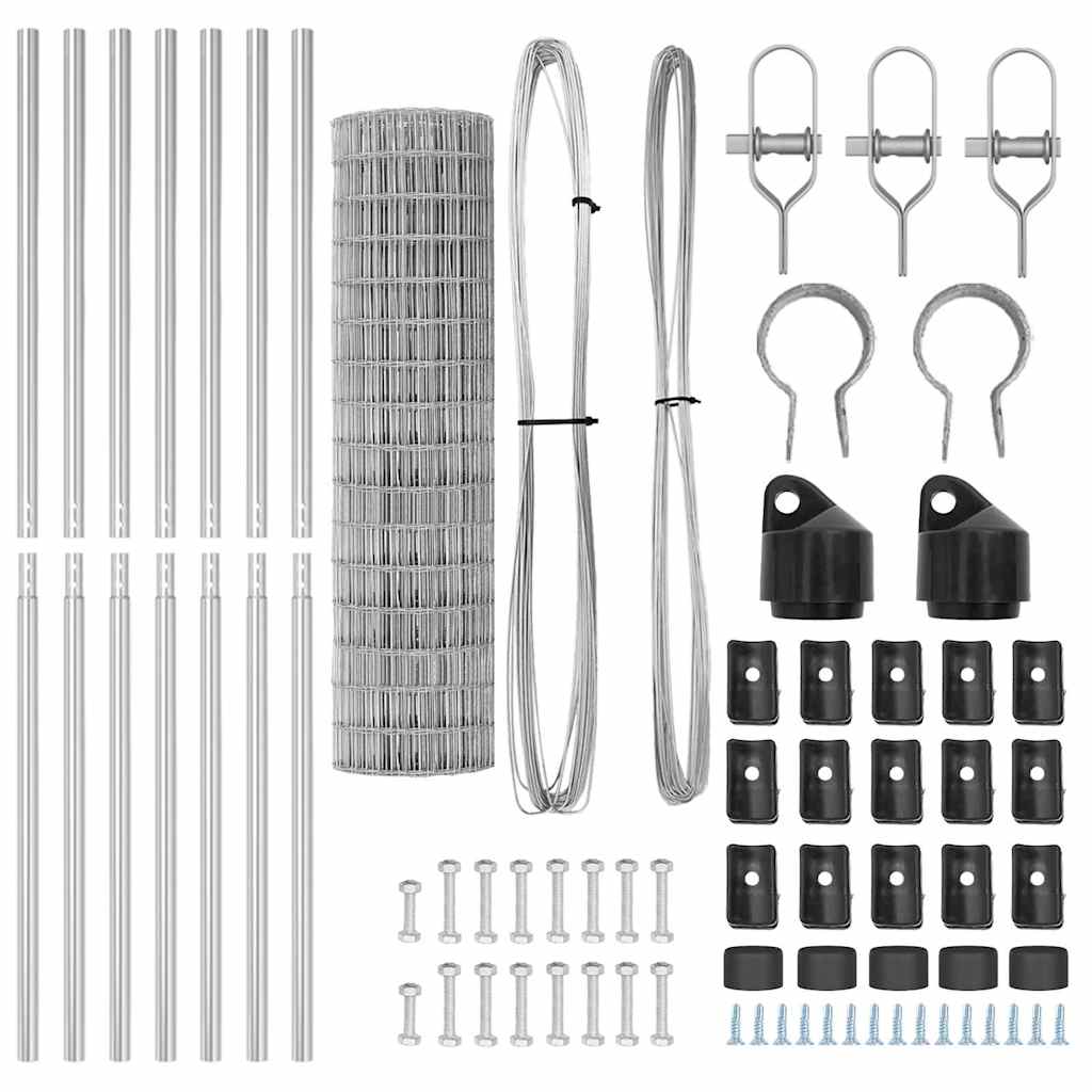 vidaXL Ευρωπαϊκός Φράκτης με 13 Posts 1x25 μ Γαλβανισμένος Χάλυβας