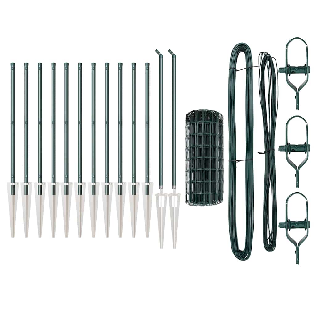 vidaXL Euro Fence με 13 Σημαδεμένους Στύλους 0.8x25 μ Γαλβανισμένο Μέταλλο Πράσινο