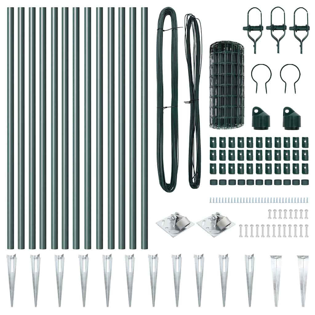 vidaXL Ευρωπαϊκός Φράχτης με 13 Αναρριχητικά Πλαισιά 0.4x25 μ Γαλβανισμένος Χάλυβας Πράσινος