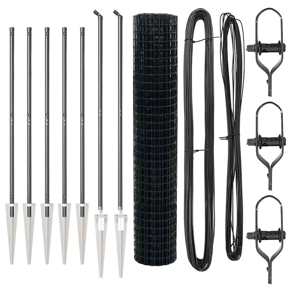 vidaXL Euro Fence με 7 Στελέχη 1.6x10 μ Γαλβανισμένος Χάλυβας Γκρι