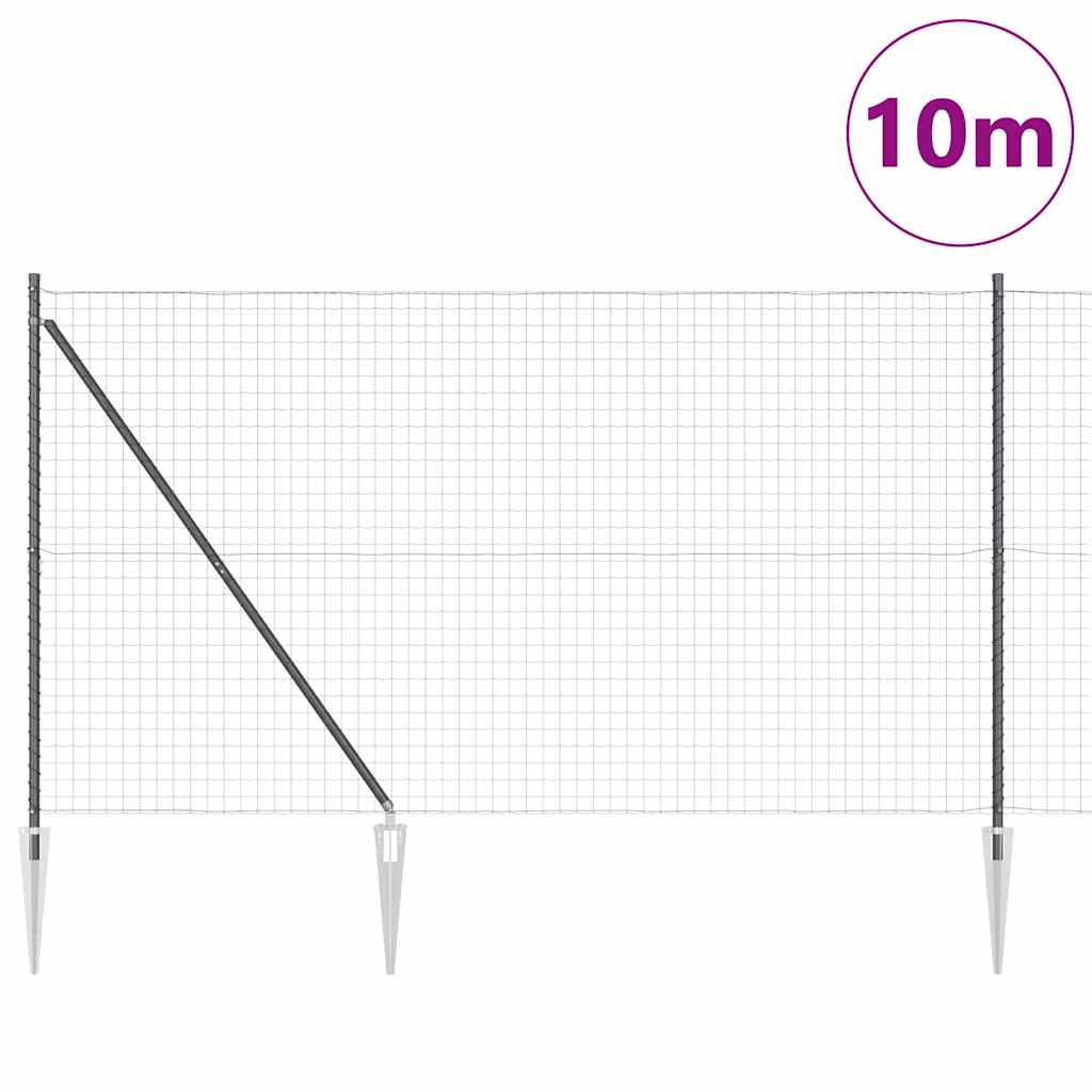 vidaXL Euro Fence με 7 Στελέχη 1.6x10 μ Γαλβανισμένος Χάλυβας Γκρι