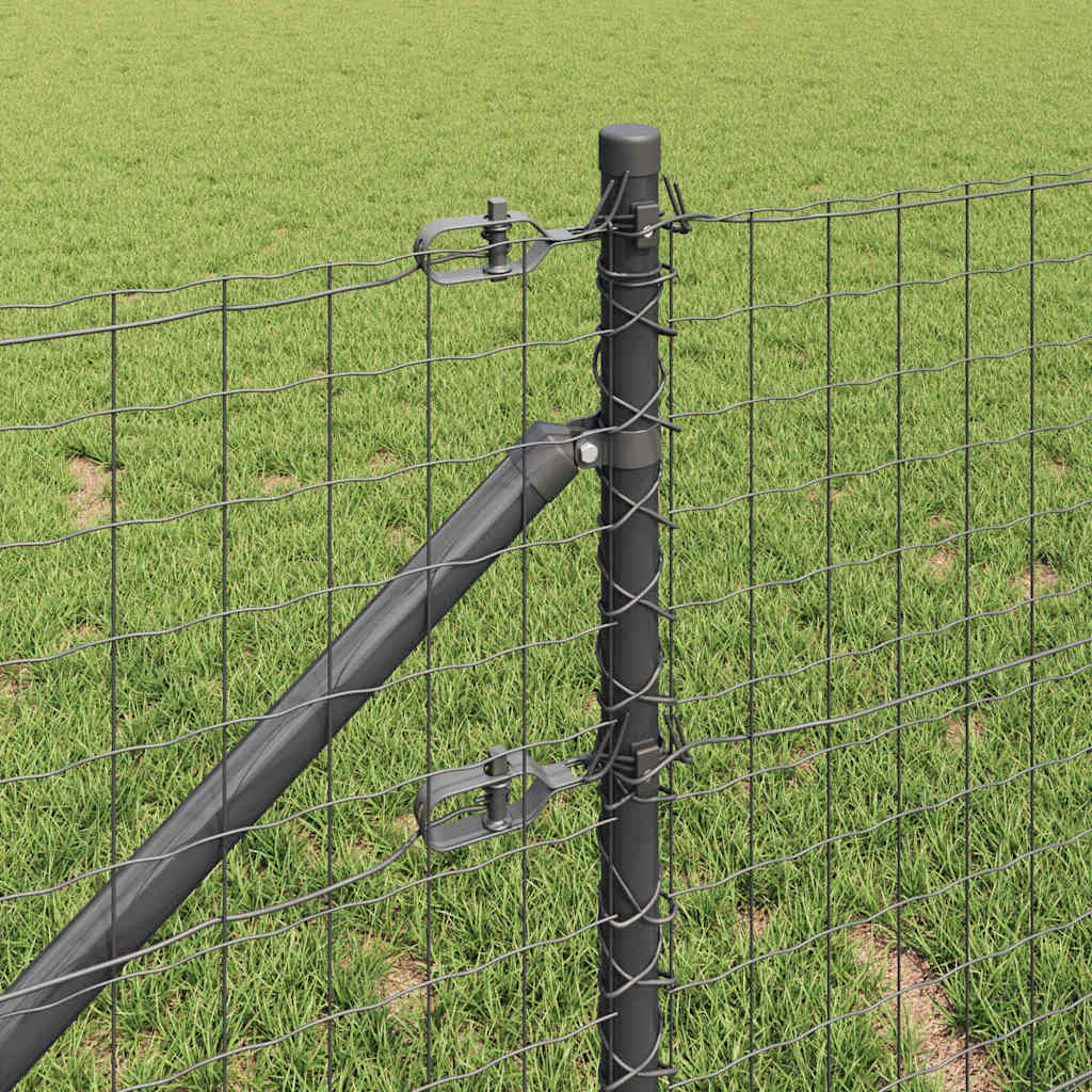 vidaXL Euro Fence με 7 Ήλους Στήριξης 0.8x10 μ Γαλβανισμένο Μέταλλο Γκρι