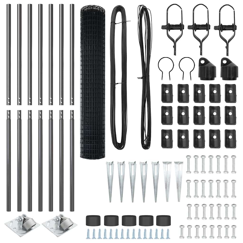 vidaXL Ευρωπαϊκή Περίφραξη με 7 Στήλες Φράχτη 1.5x10 μ Γαλβανισμένο Ατσάλι Γκρι