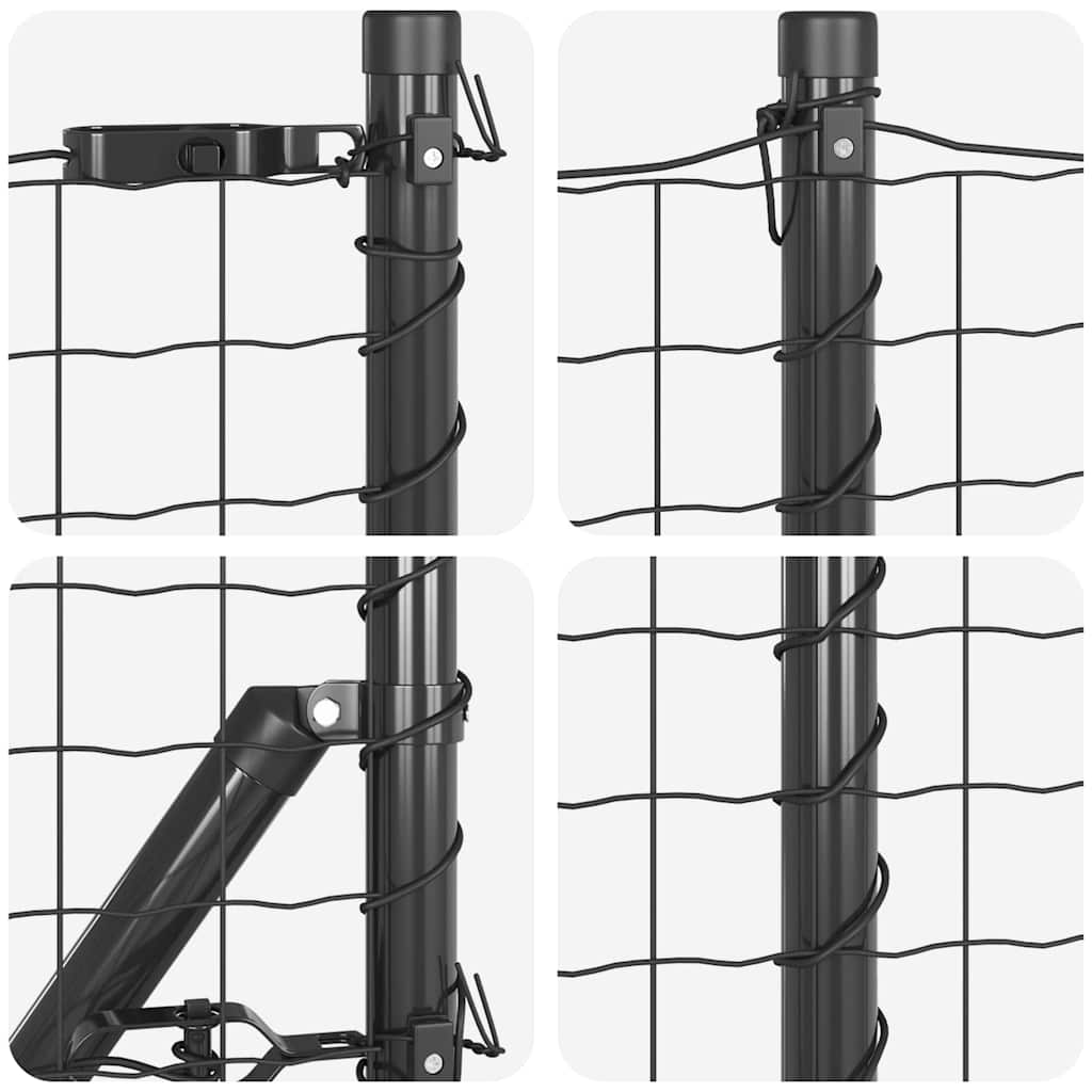 vidaXL Euro Fence με 13 Stylish Πόδια 0.4x25 μ Γαλβανισμένος Χάλυβας Γκρι