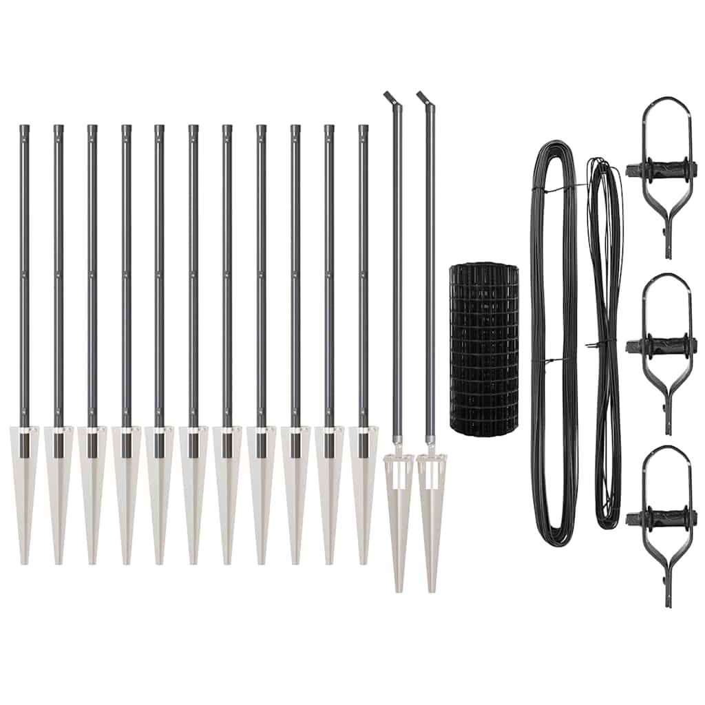 vidaXL Euro Fence με 13 Stylish Πόδια 0.4x25 μ Γαλβανισμένος Χάλυβας Γκρι