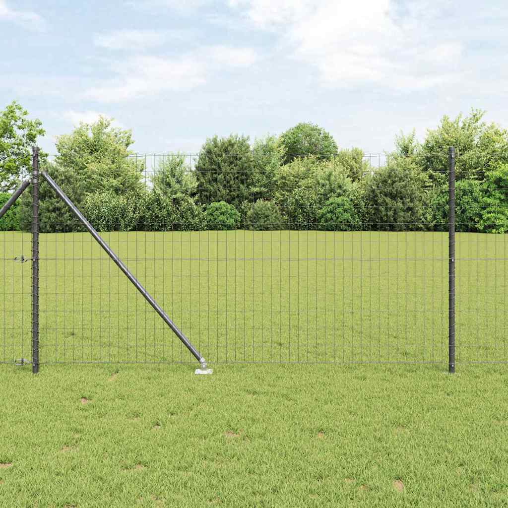 vidaXL Euro Fence με 13 Στεφανάκια 1x25 μ Γαλβανισμένος Χάλυβας Γκρι