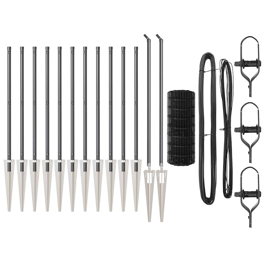 vidaXL Euro Fence με 13 Στεφανάκια 1x25 μ Γαλβανισμένος Χάλυβας Γκρι