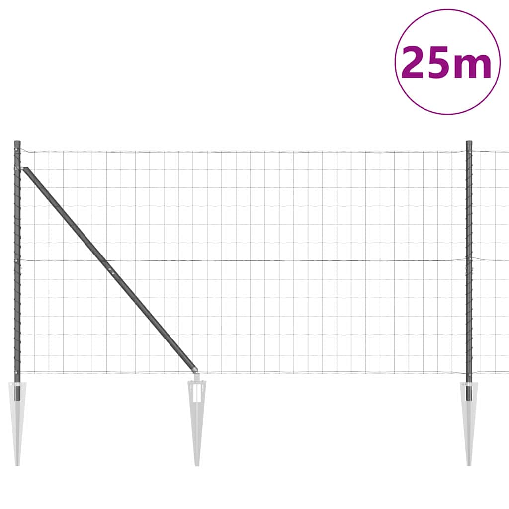 vidaXL Ευρωπαϊκός φράκτης με 13 βίδες στήριξης 1.2x25 μ Γαλβανισμένος χάλυβας Γκρι