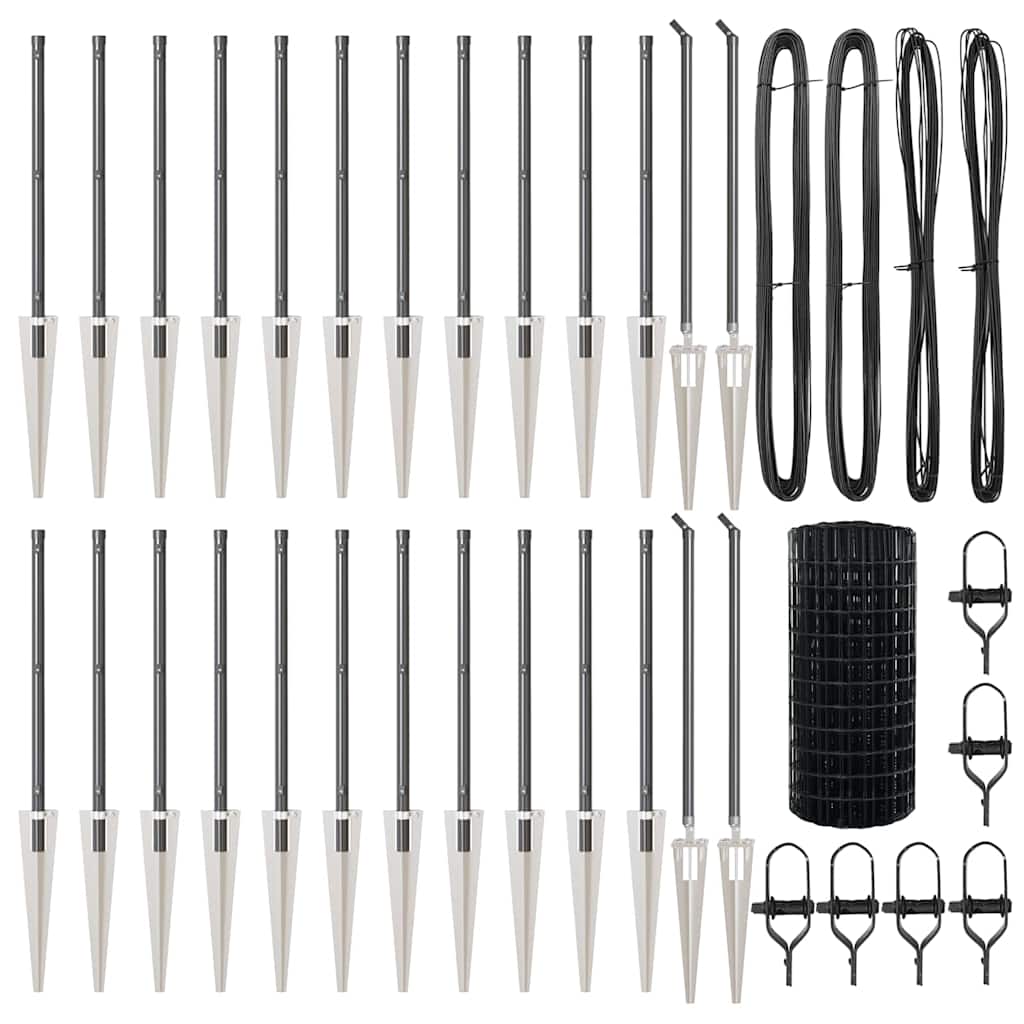 vidaXL Euro Fence με 13 Στήλες Σε Σχήμα Σφήνας 0.4x50 μ Γαλβανισμένο Ατσάλι Γκρι