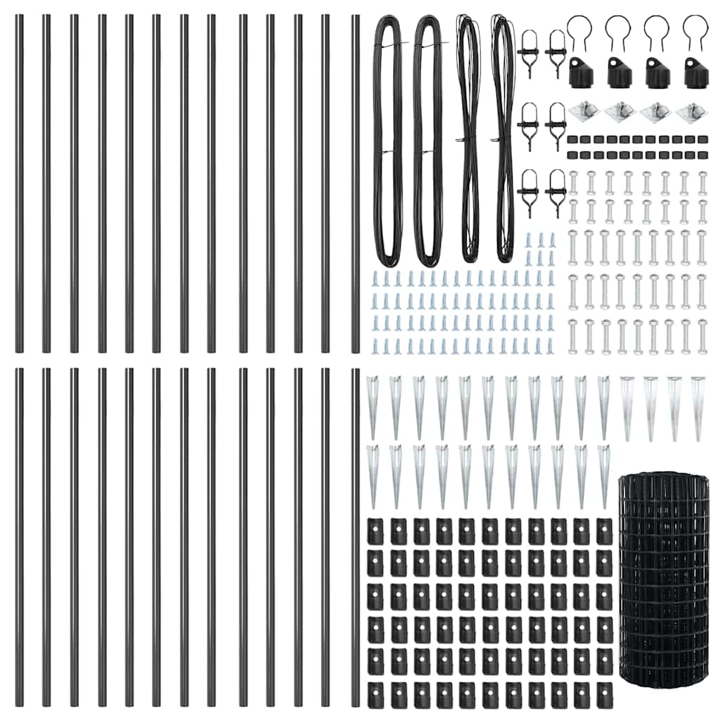 vidaXL Euro Fence με 13 Στήλες Σε Σχήμα Σφήνας 0.4x50 μ Γαλβανισμένο Ατσάλι Γκρι