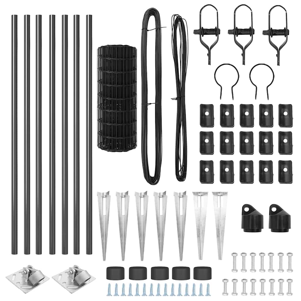 vidaXL Euro Fence με 7 Στερέωση Στερεώματος 0.8x10 μ Γαλβανισμένο Μέταλλο Γκρι