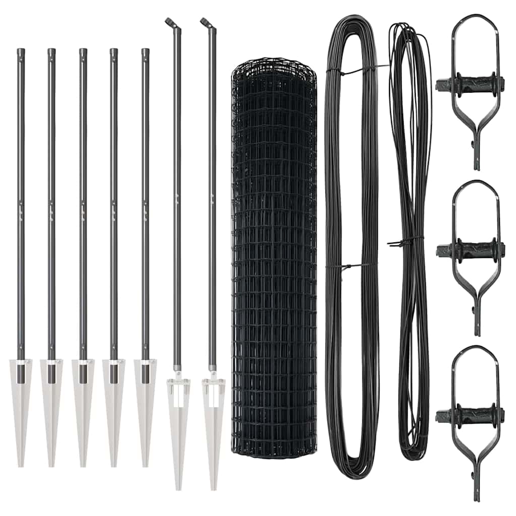 vidaXL Euro Fence με 7 Σημαδούρες 1.4x10 μ Γαλβανισμένο Ατσάλι Γκρι