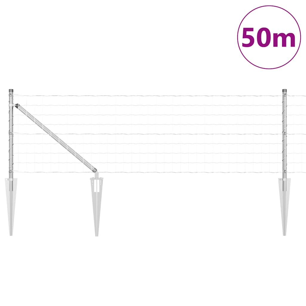 vidaXL Ευρωπαϊκός Φράχτης με 13 Σπιράλ Πόστα 0.6x50 μ Γαλβανισμένος Χάλυβας