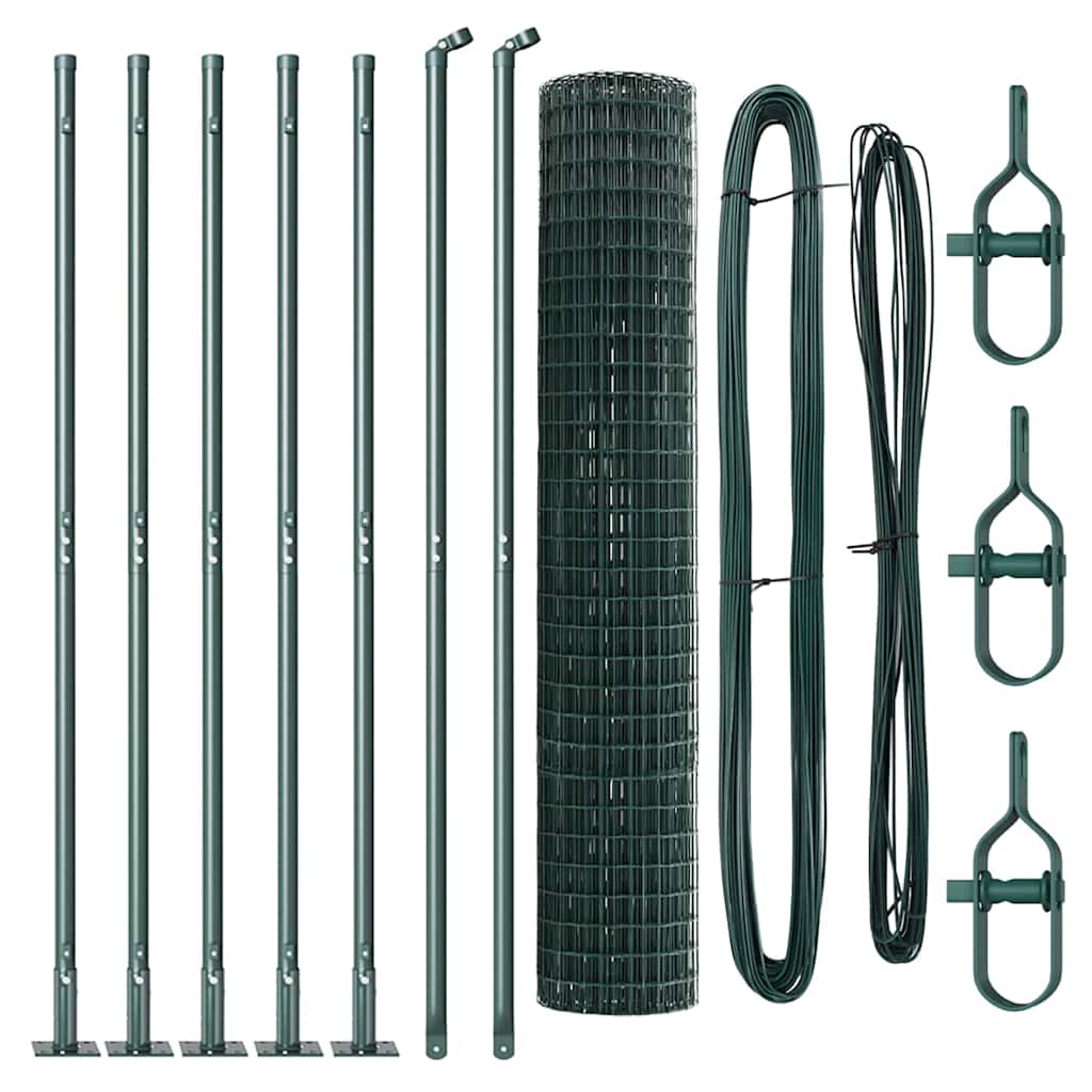 vidaXL Euro Fence με 7 φλαντζάτες κολώνες 1.4x10 μ Γαλβανισμένο Χάλυβα