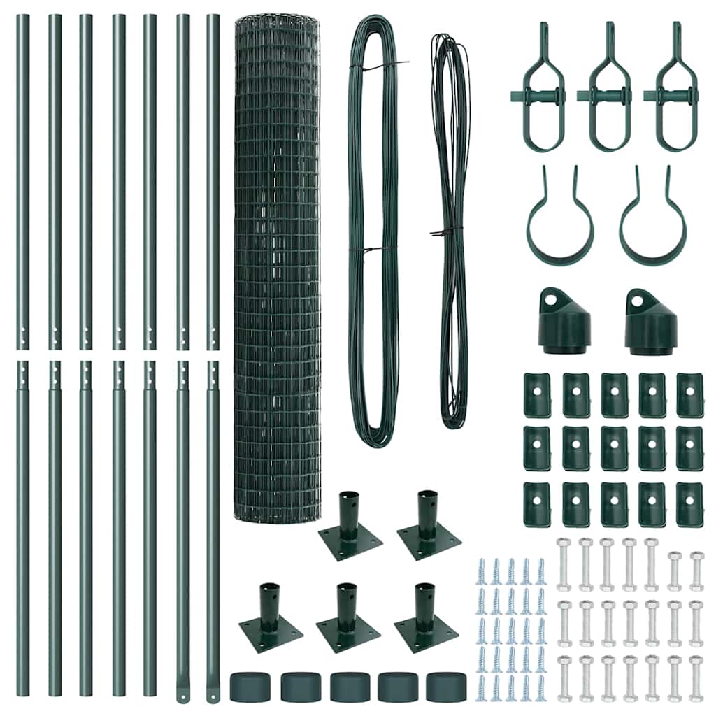 vidaXL Euro Fence με 7 φλαντζάτες κολώνες 1.4x10 μ Γαλβανισμένο Χάλυβα