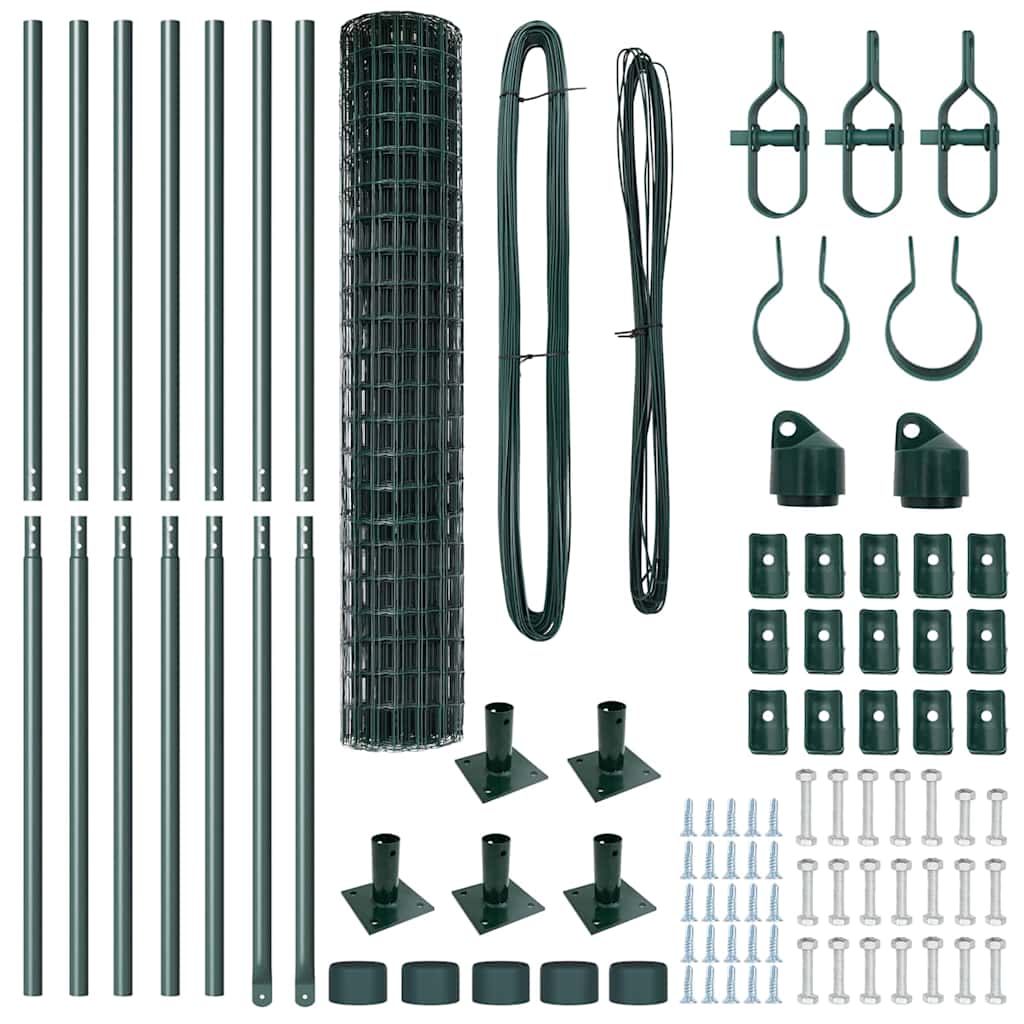 vidaXL Euro Fence με 7 ανυψωμένα πόδια 1.5x10 μ Γαλβανισμένος χάλυβας