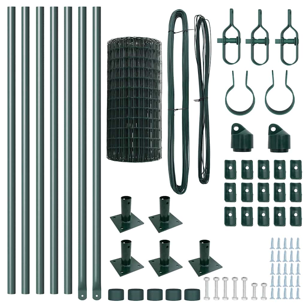 vidaXL Ευρωπαϊκή Περίφραξη με 7 Στήλες Φλαντζά 0.6x10 μ Γαλβανισμένου Χάλυβα