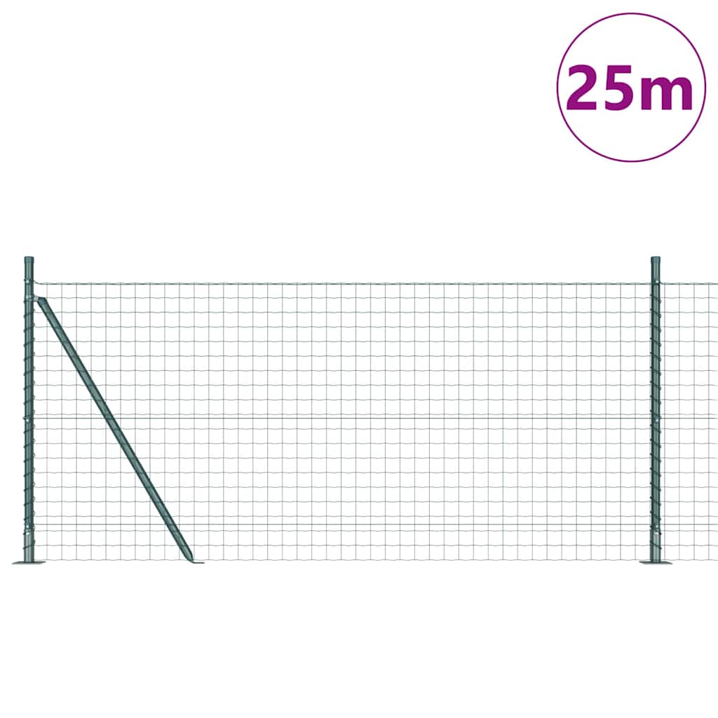 vidaXL Euro Fence με 13 Φλαγκερ Στήλες 1x25 μ Γαλβανισμένος Χάλυβας