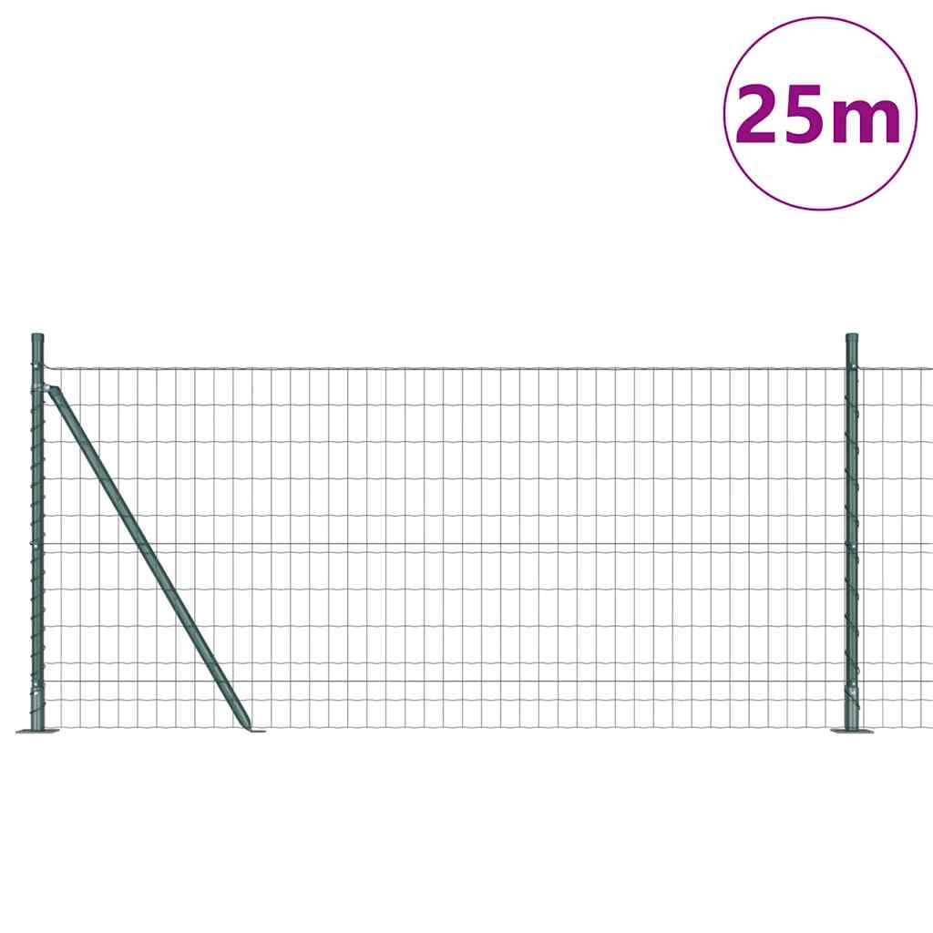 vidaXL Euro Fence με 13 Φλατζωτά Πόστα 1x25 μ Γαλβανισμένο Ατσάλι