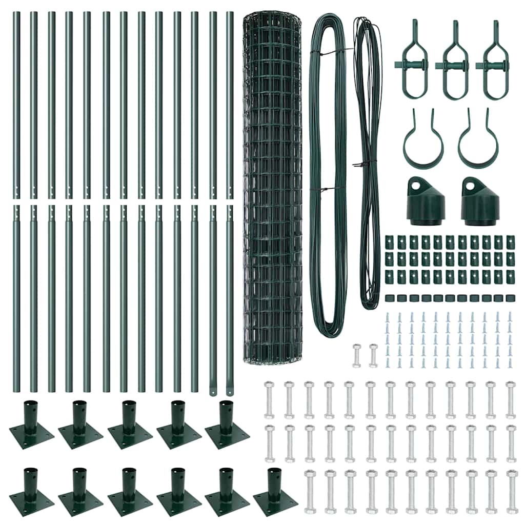 vidaXL Euro Fence με 13 φλαντζοειδείς πόλους 1,2x25 μ από γαλβανισμένο χάλυβα