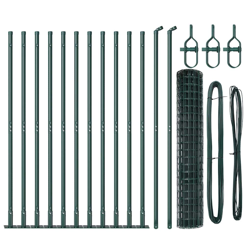 vidaXL Euro Fence με 13 φλαντζοειδείς πόλους 1,2x25 μ από γαλβανισμένο χάλυβα