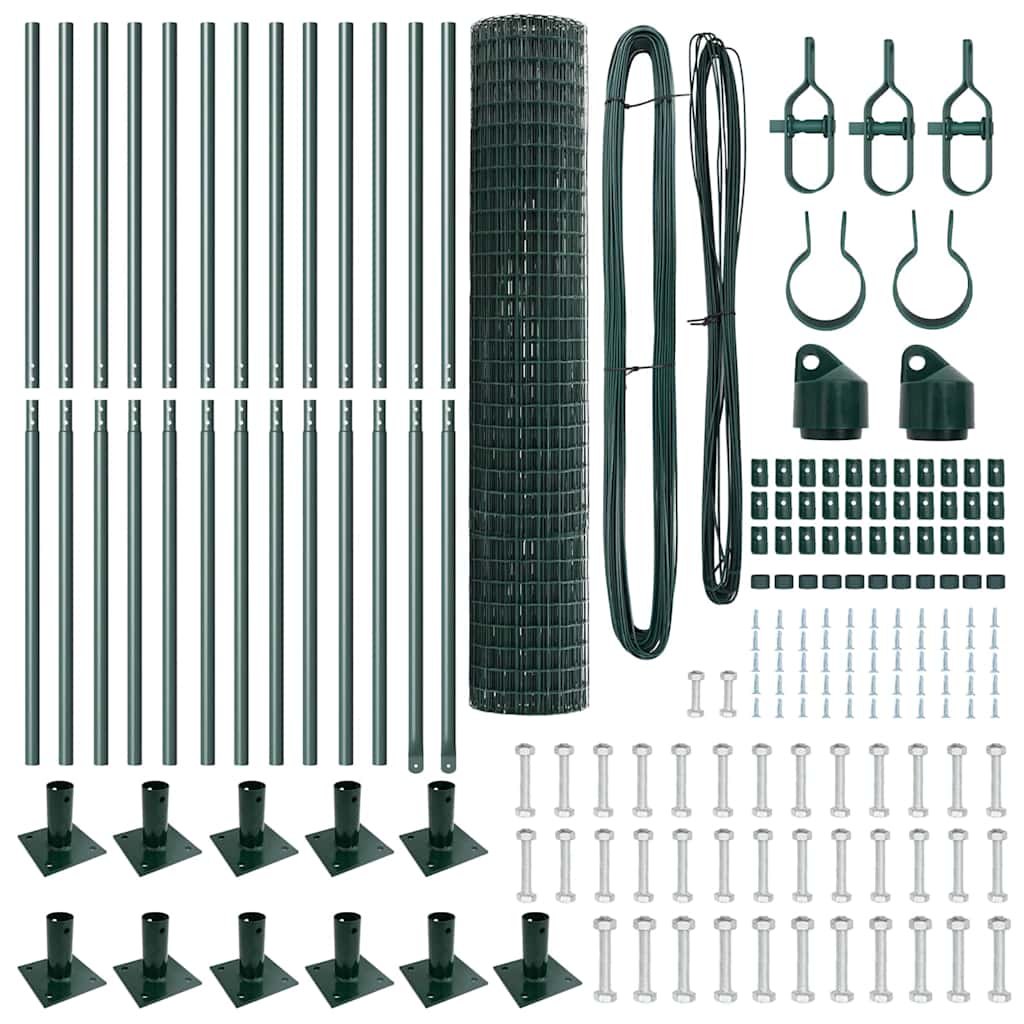 vidaXL Euro Fence με 13 Πρόσθετους Πόλους 1.2x25 μ Γαλβανισμένο Χάλυβα