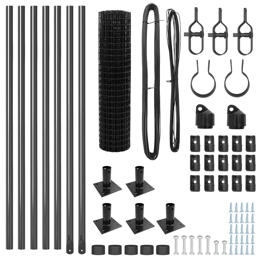 vidaXL Euro Fence με 7 Φλαντζαριστές Πόλους 0.6x10 μ Γαλβανισμένος Χάλυβας