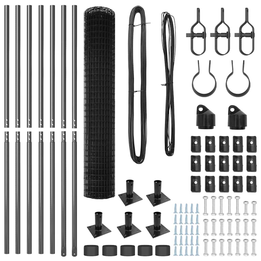 vidaXL Φράχτης Euro της 7 ποδιών με φλαντζα 1.5x10 μ Χάλυβας Γαλβανισμένος