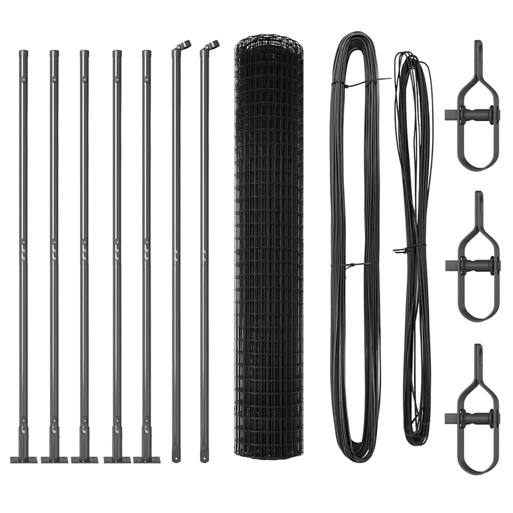 vidaXL Euro Fence με 7 φλαντζωτούς πάσσους 1.6x10 μ γαλβανισμένος χάλυβας