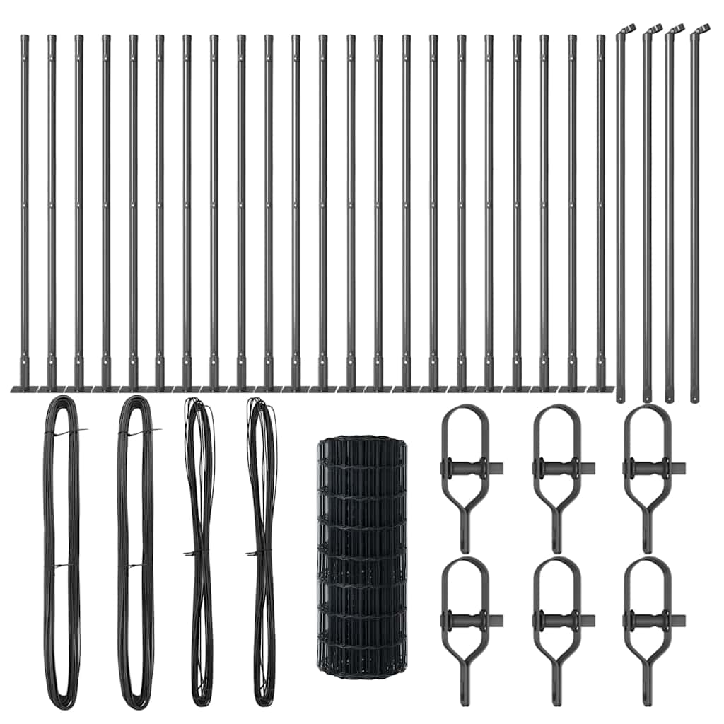 vidaXL Euro Fence με 13 φλαντζωτούς πόλους 0.4x50 m γαλβανισμένος χάλυβας