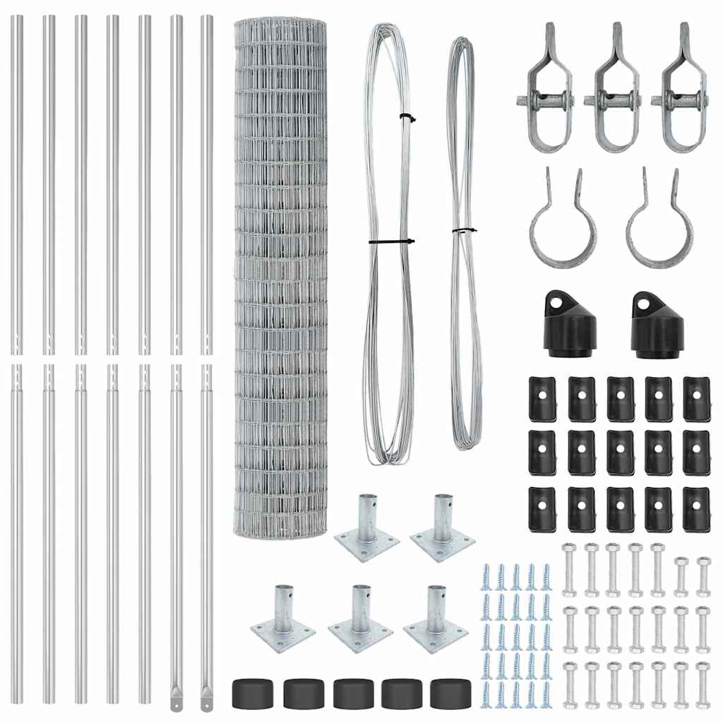 vidaXL Ευρωπαϊκή περίφραξη με 7 αναρτώμενους πόλους 1.5x10 μ γαλβανισμένο χάλυβα