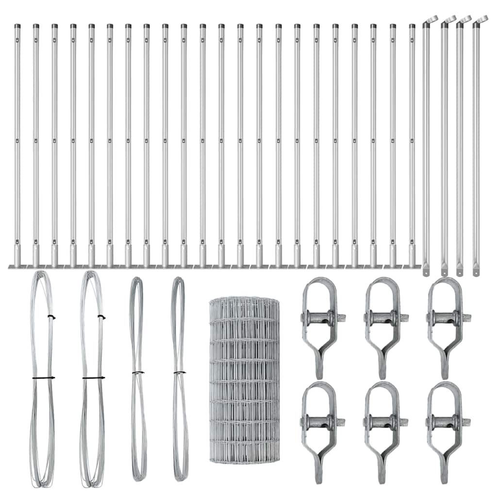 vidaXL Ευρωπαϊκή Περιφράξη με 13 Στυλοβάτες 0.4x50 μ Γαλβανισμένο Χάλυβα