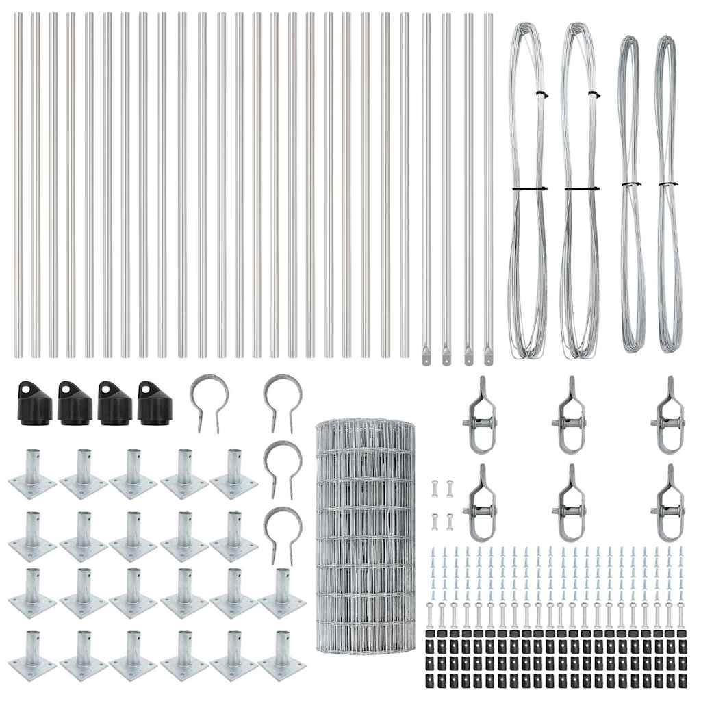 vidaXL Ευρωπαϊκή Περίφραξη με 13 φλαντζωτές Στήλες 0.6x50 μ Γαλβανισμένος Χάλυβας