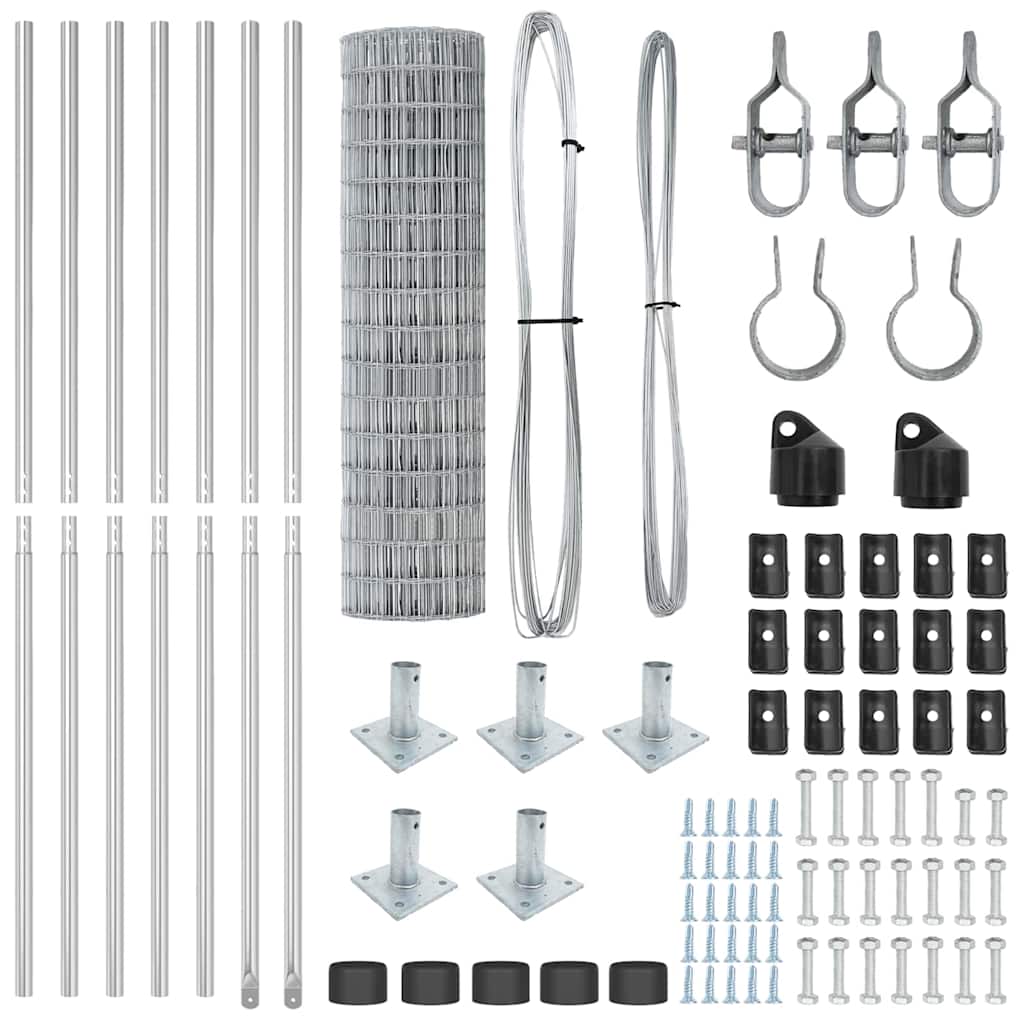 vidaXL Euro Fence με 7 Φλαγμένες Στήλες 0.8x10 μ Γαλβανισμένο Ατσάλι
