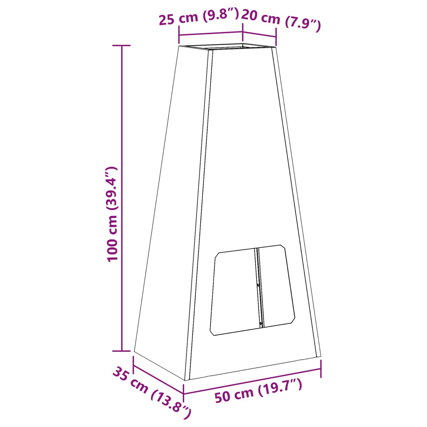 vidaXL Φωτιά Μαύρο 50 x 35 x 100 εκ. Ατσάλι