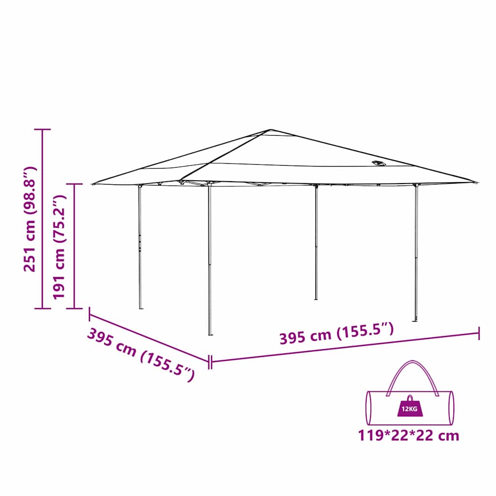 vidaXL Σκηνή Σκίασης Μπλε 400 x 400 x 227 / 236 / 245 εκ Ύφασμα Oxford