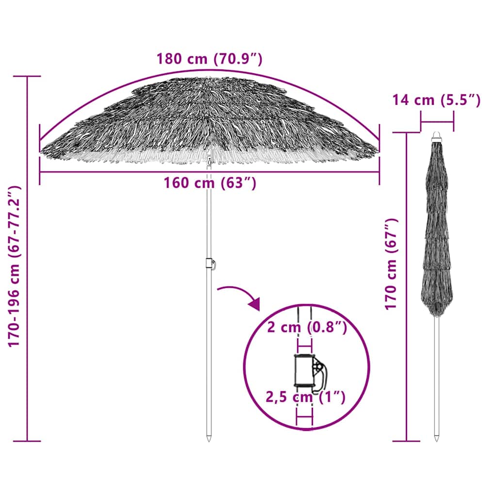 vidaXL Ομπρέλα Κήπου 160 x 160 x 196 εκ Πολυπροπυλένιο και Πολυεστέρας
