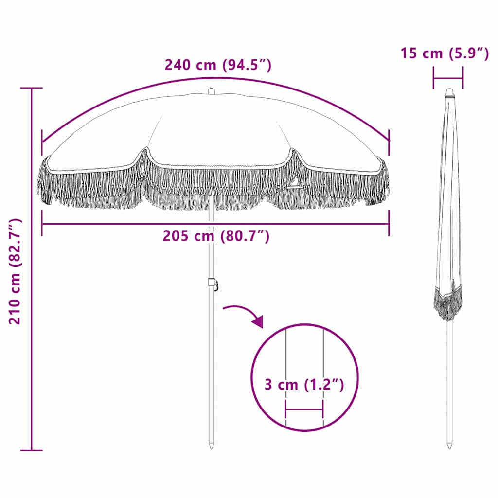 vidaXL Παράσολα Παραλίας Γκρι και Λευκό 205 x 205 x 210 εκ
