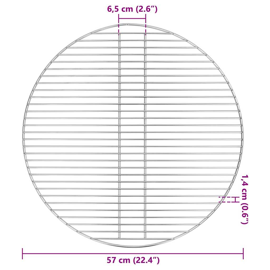 vidaXL Σχάρα μπάρμπεκιου Ασημί 57 x 57 εκ Ανοξείδωτο ατσάλι