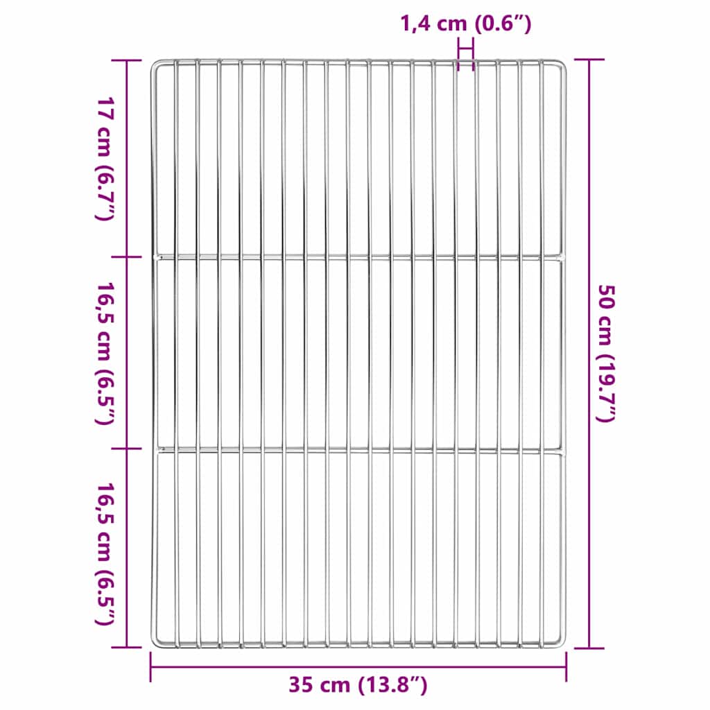 vidaXL Σχάρα ψησίματος Ασημί 50 x 35 cm Ανοξείδωτο ατσάλι