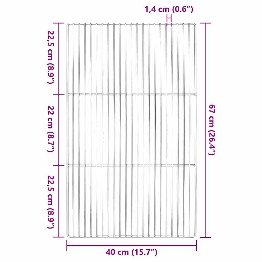 vidaXL Ψησταριά BBQ με Λαβές Ορθογώνια 67x40 εκ. 304 Ανοξείδωτο Ατσάλι