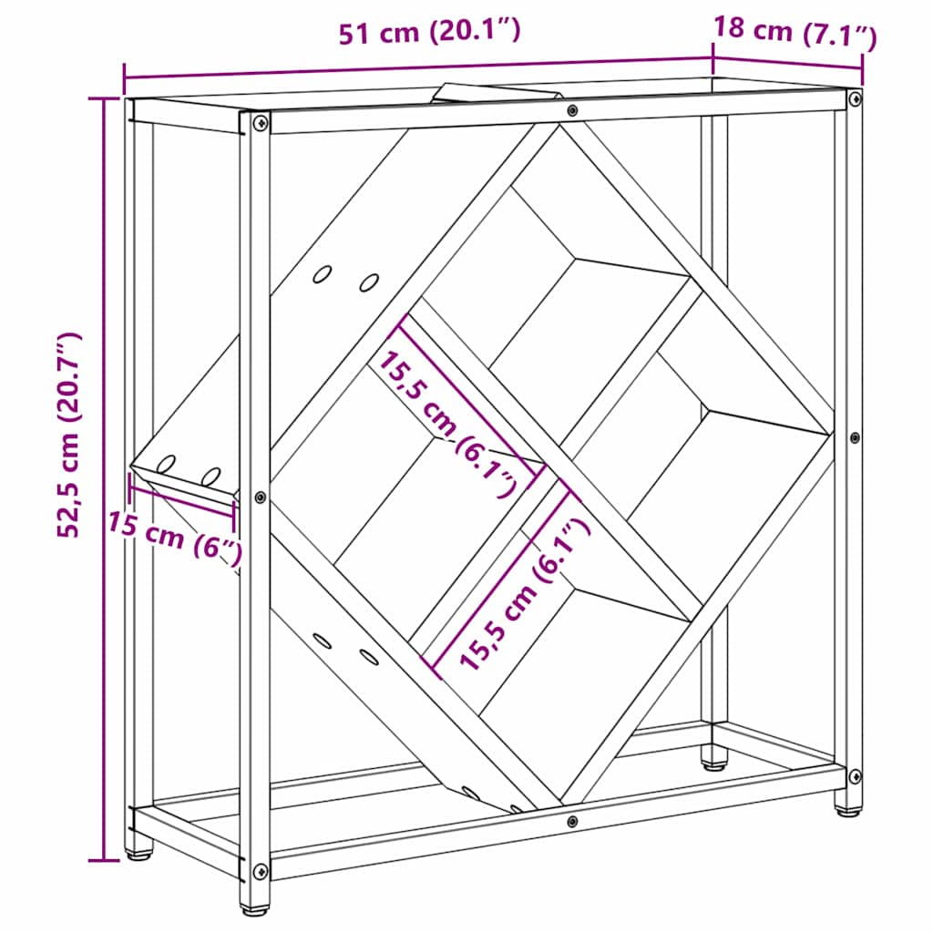 vidaXL Ράφι Κρασιού Sonoma Δρυς 51 x 18 x 52.5 εκ. Επεξεργασμένο ξύλο