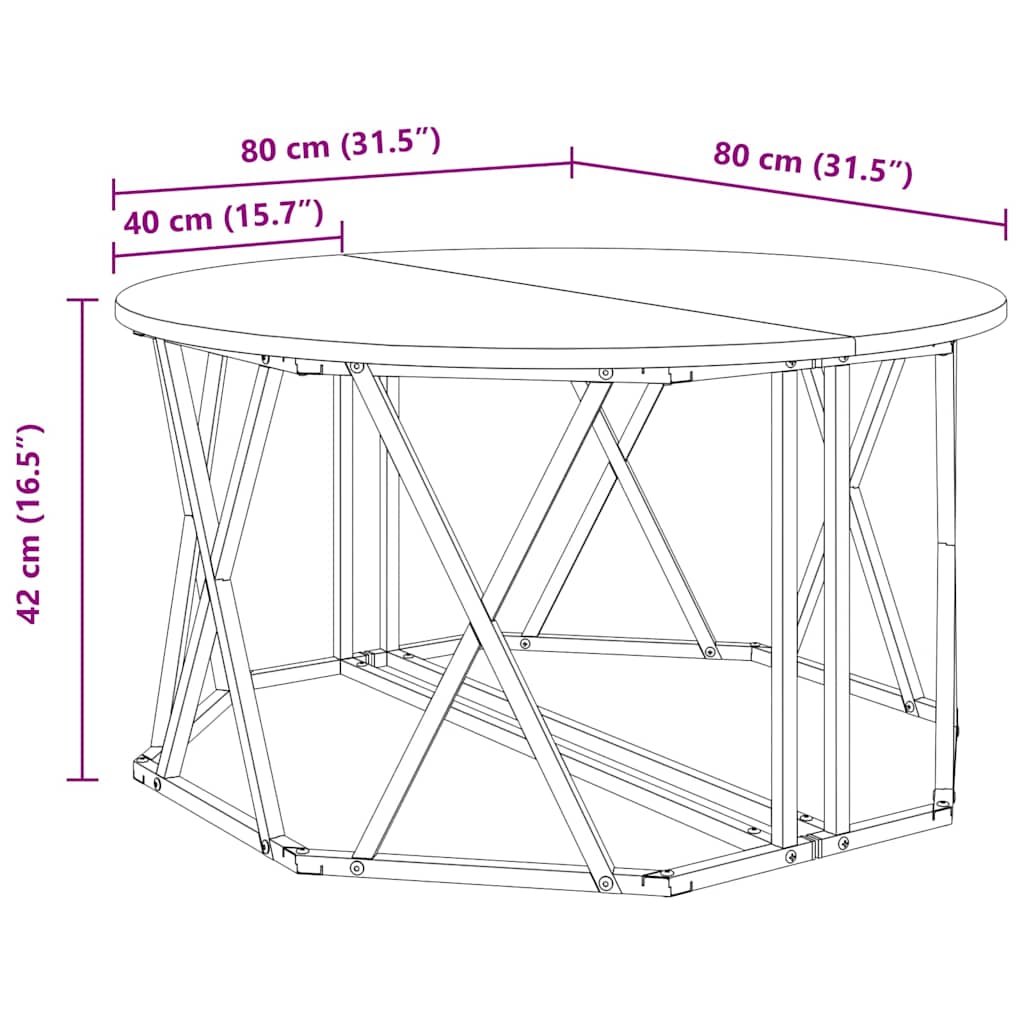 vidaXL Τραπεζάκι σαλονιού Παλαιό ξύλο 80 x 80 x 42 cm
